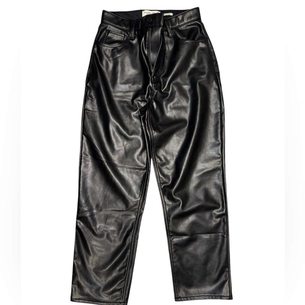 Abercrombie and fitch vegan leather black pants